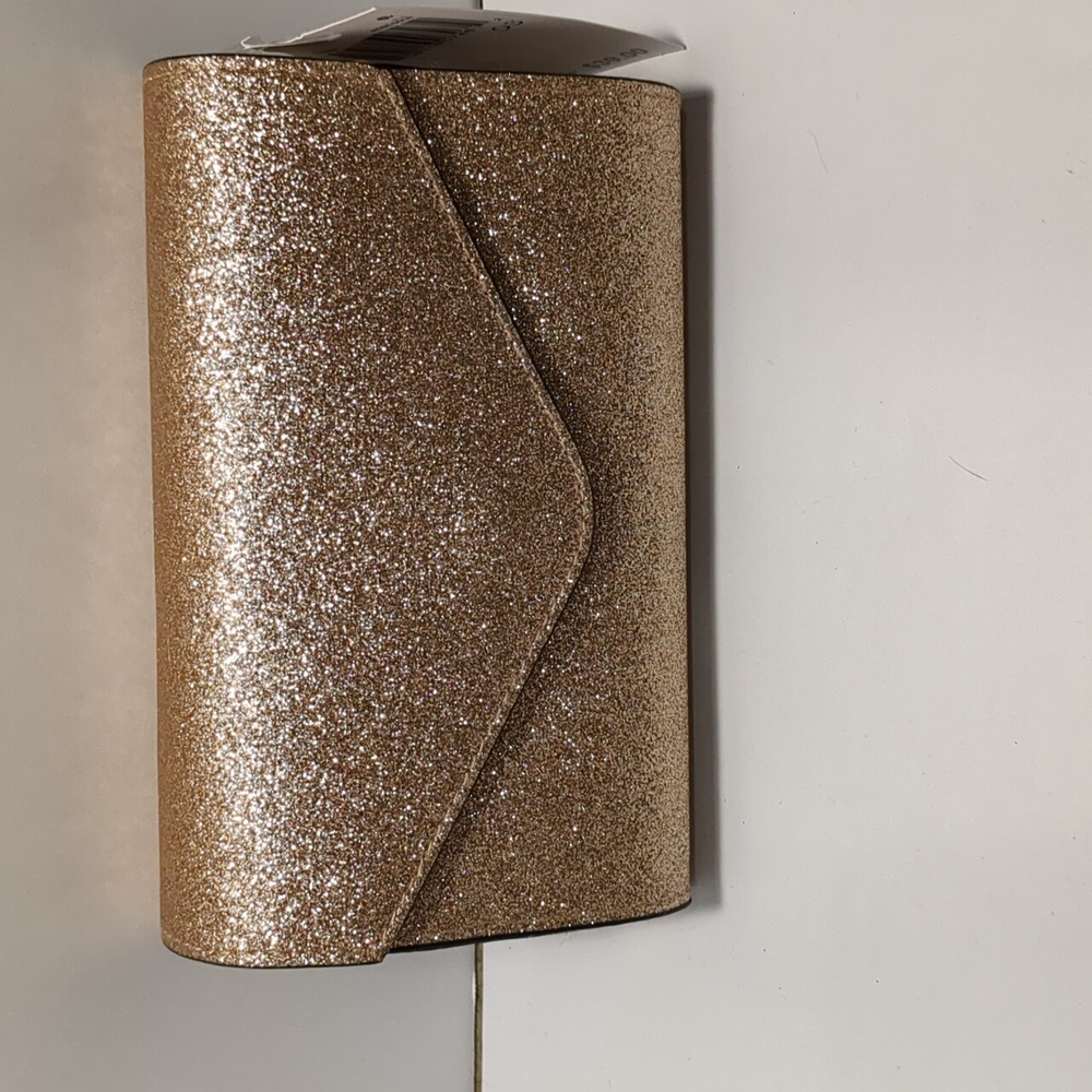 NWT Rosie Harlow Gold glitter clutch/crossbody/wristlet purse. 6 1/4" x 4 1/2"